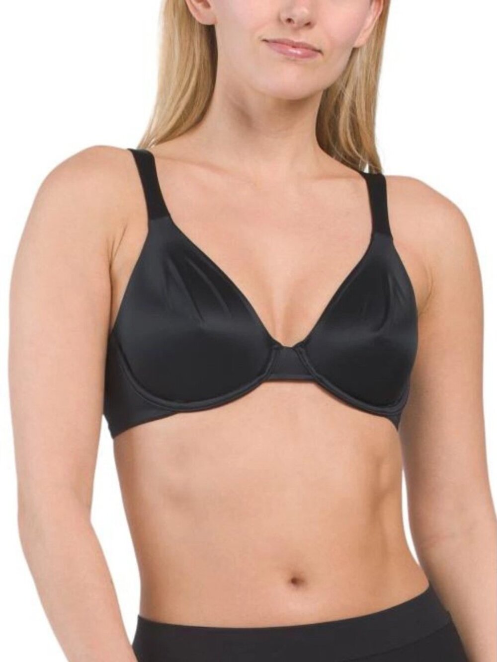 New Spanx Satin Unlined Full Coverage 36B Very Black Bra Style 30077R NWT